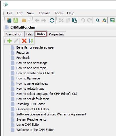 CHM index tab