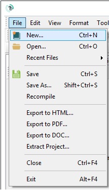 Create a new CHM file