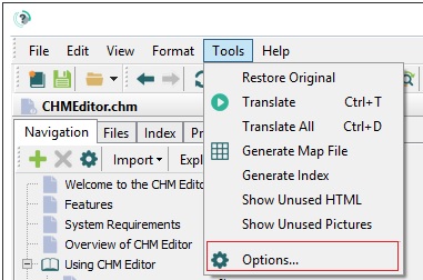 CHM Tools Options